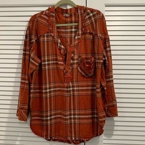 EUC Free People Intimately plaid side splits tunic size XS